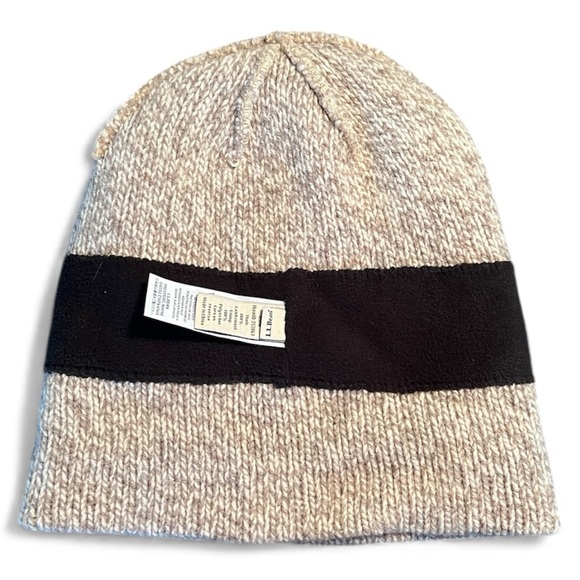 L. L Bean Lambs Wool Beanie Tuque Hat Heathered Beige White Adult O/S - Picture 3 of 4